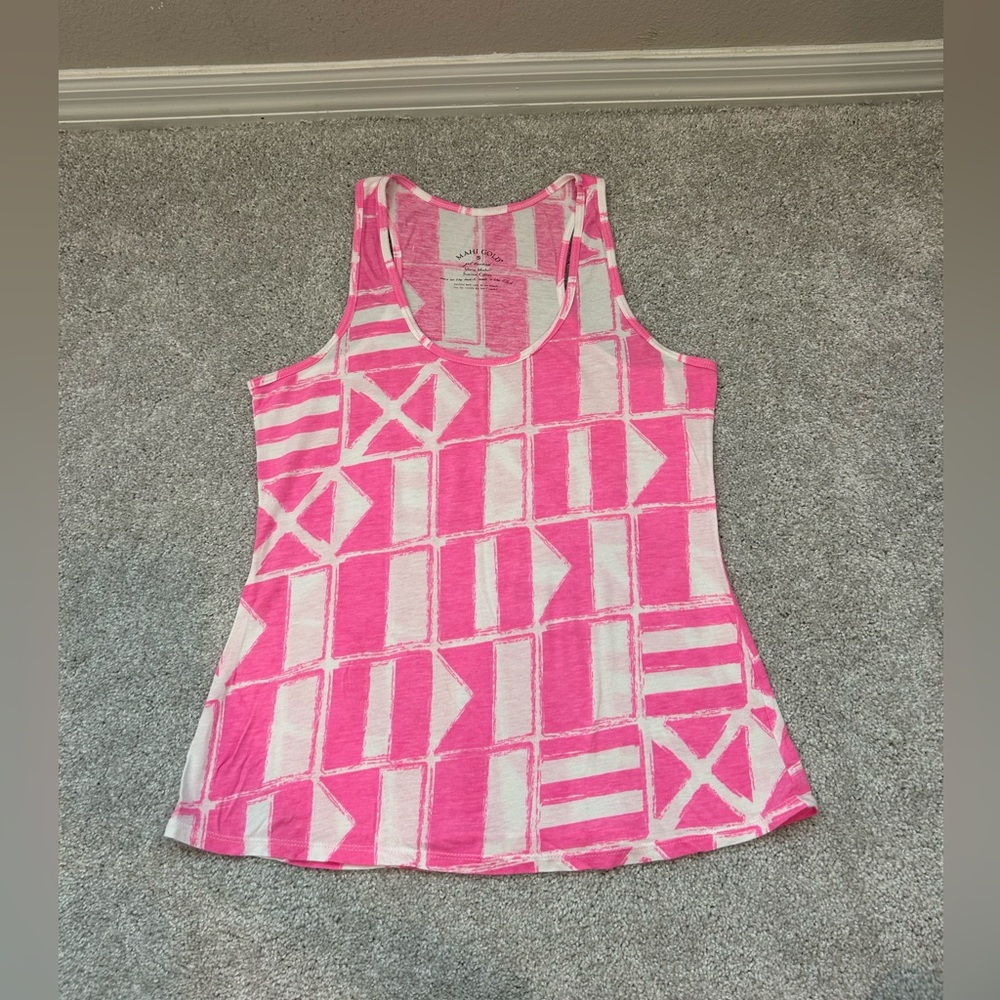 Mahi Gold Bright Pink Flag Tank Top, size Small